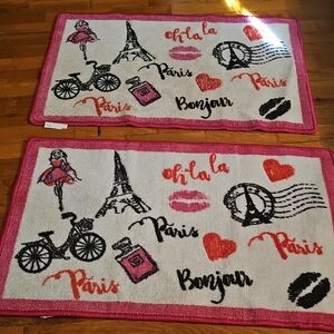 Parisian Themed Accent Rugs - Pink and Black